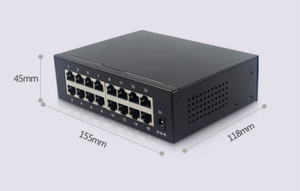 SOHO đen kim loại máy tính để bàn Wallmount Rackmount DC điện áp 12V 2A 16-Port 10 100 1000 cơ sở <span class=keywords><strong>Gigabit</strong></span> chuyển đổi - Product Image 5