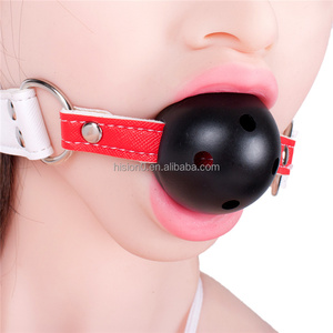 SM Bondage Kiềm Chế Lưới Nhựa Bóng Gag Đỏ Chung Da Trắng Vành Đai Miệng Gag - Product Image 5