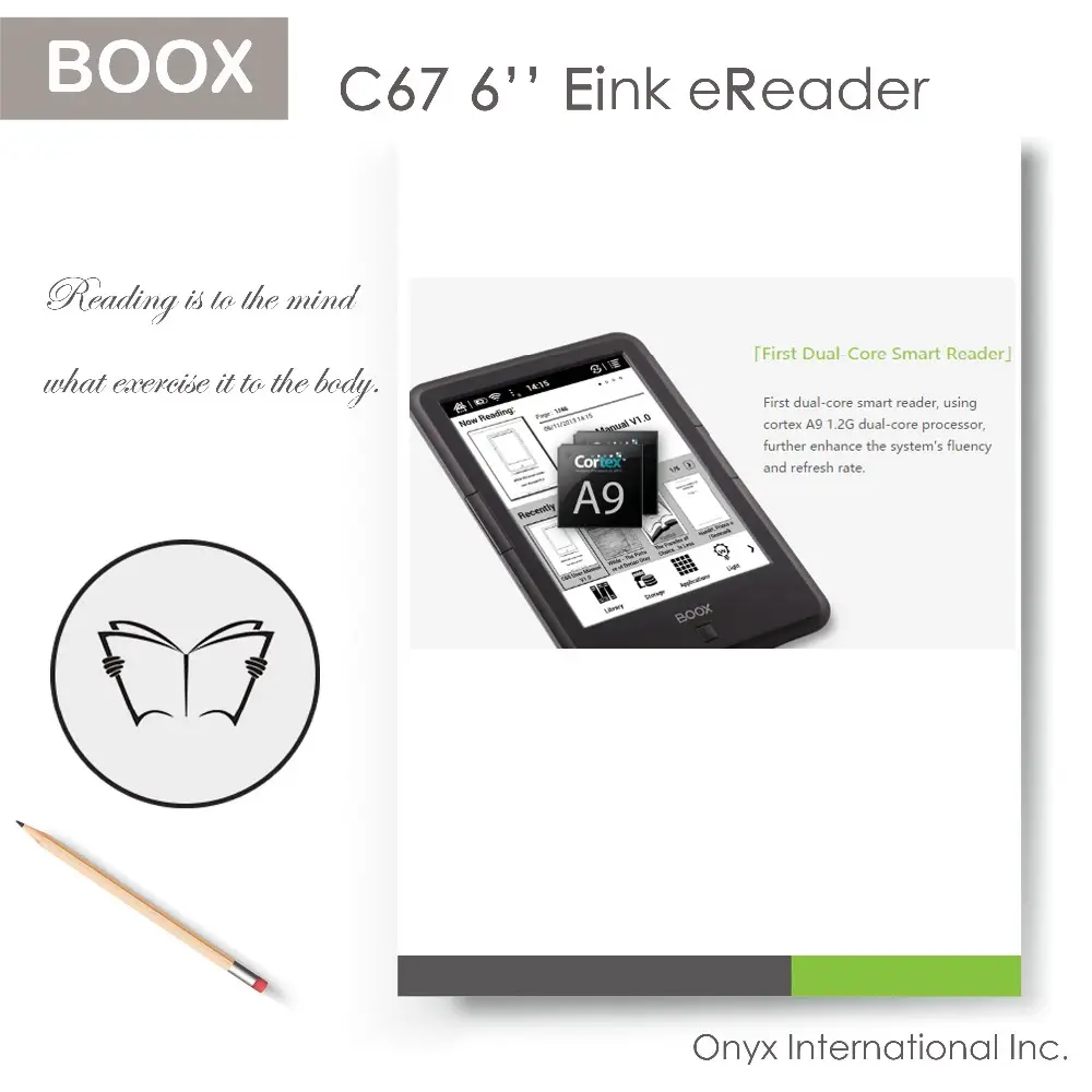 6 "HD Carta Eink Bildschirm kapazitives Touch-E-Book mit WLAN, Kopfhörer und Front licht