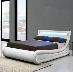 Contoh Gratis Tempat Tidur Kulit Pu Modern dengan Lampu Led