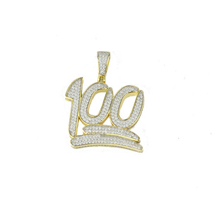 Cz Micro Pave <span class=keywords><strong>100</strong></span> puntuación oro Hip Hop colgante de bronce - Product Image 4
