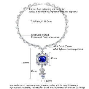 LUOTEEMI Ocean Heart <strong>Dark</strong> <strong>Blue</strong> Jewelry <strong>Necklace</strong> a AA Cubic Zirconia Bridal Wedding Luxury Jewelry Big Statement <strong>Necklace</strong> Gift