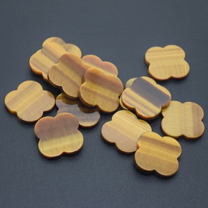 Trébol de Cuatro Hojas Amarillo de Alta Calidad, Ojo de Tigre Natural de 12x12mm para Joyerí<span class=keywords><strong>a</strong></span> - Product Image 1