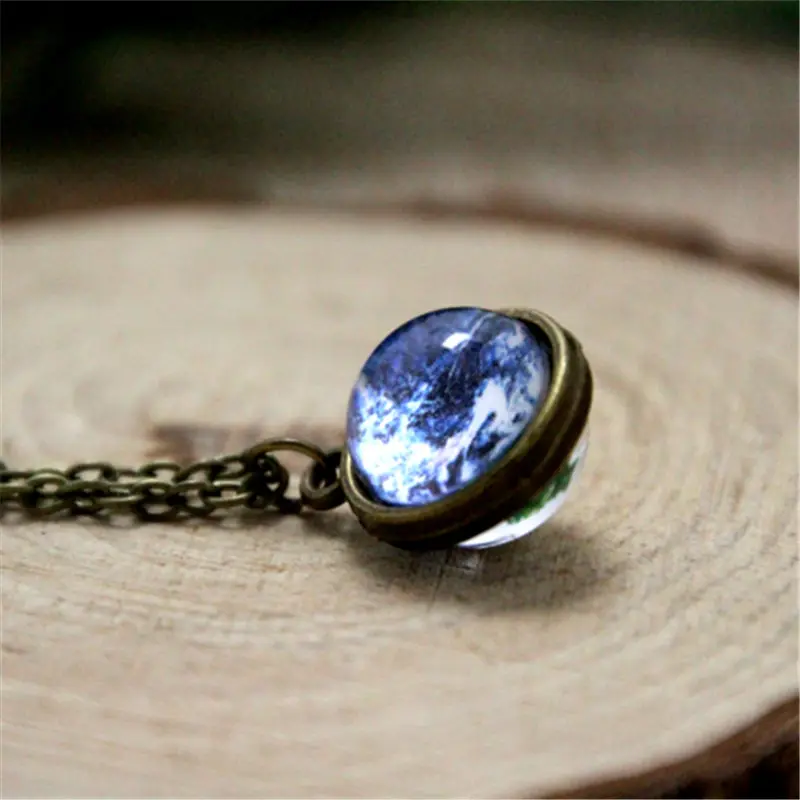 Collier planétaire globe solaire, collier de la terre, bijouterie accessoire créatif en forme de dôme de verre