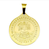 Pendentif amulette Bouddha quasi-Titus en acier inoxydable doré estampé, Yiwu Aceon