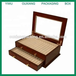 Pen <strong>Box</strong> 26 Fountain Pens <strong>Writing</strong> Instruments Case Matte Burlwood Finish With Window - Product Image 2