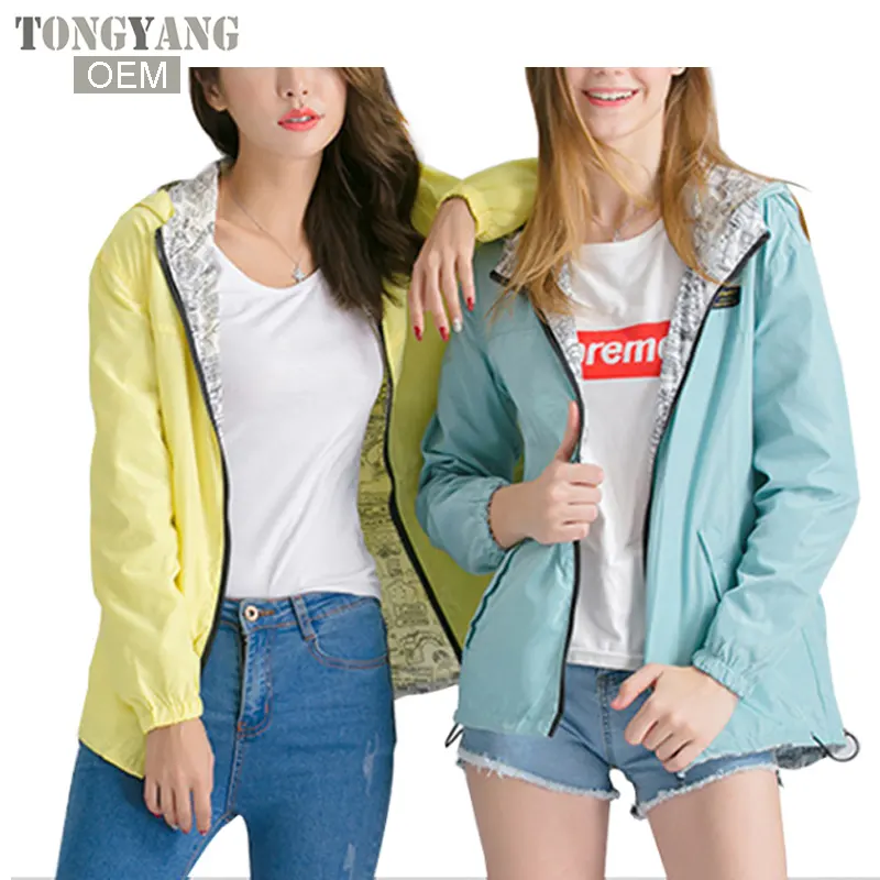 Tongyang Áo Khoác Phụ Nữ Phía Trước Trở Lại Mặc Áo Khoác Của Phụ Nữ Trùm Nón Outwear Áo Khoác Thời Trang Áo Gió Mỏng Outwear Phụ Nữ Áo Khoác