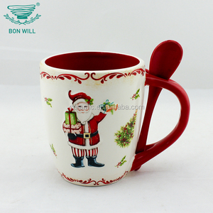 Taza de cerámica de Navidad con cuchara, café por sublimación multicolor, superventas - Product Image 1