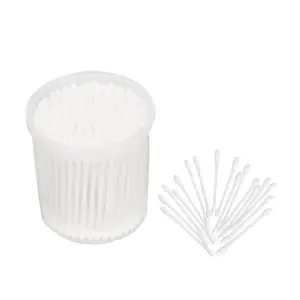 Cotton stick tube swab container alloy medical 60pcs package ear cleaning stick baby cotton buds with square box pp square box