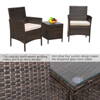 Ensemble de meubles de jardin modernes en acier et rotin PE, 3 pièces, confortable, table basse de bistrot, salon, hôtel