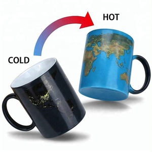 Tasse à café magique thermique, Logo personnalisé, carte <span class=keywords><strong>du</strong></span> <span class=keywords><strong>monde</strong></span>, tasse en céramique à couleur changeante - Product Image 1