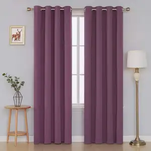 Luxury Top Grommet Soft Touch Heavy Purple Curtain Roller Blackout for Living Room