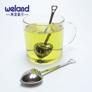 WELAND Vente chaude Infuseur à thé en acier inoxydable 304 à long manche, filtre à feuilles de thé en vrac, maille en forme de cœur dorée, passoire à thé - Product Image 6