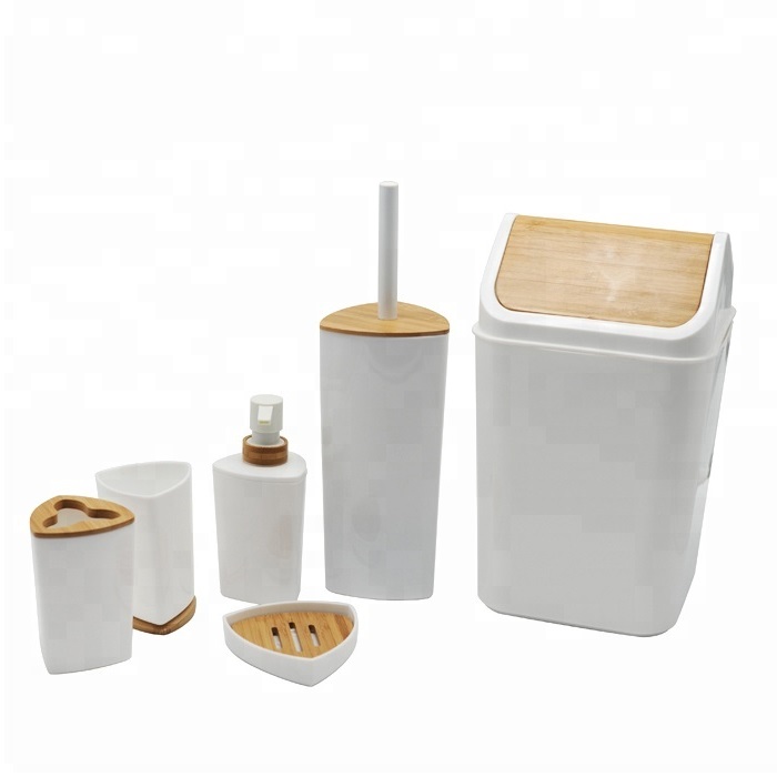 6 шт., деревянные пластиковые аксессуары для ванной комнаты