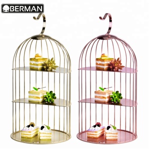 Dubai Banquet Equipment 3 Tier <strong>Decorative</strong> Metal <strong>Birdcage</strong> with Cupcake Stands for Buffet Wedding - Product Image 6