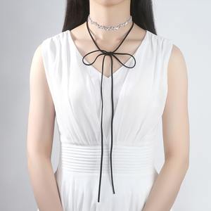 LUOTEEMI الأزياء AAA زركون قلادة قلادة رقيقة غير النظامية مجموعة المختنق روز الذهب اللون النساء كولير Colar - Product Image 2