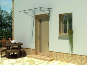 Kit de toldo de <span class=keywords><strong>puerta</strong></span> delantera para ventana Manual de vidrio sin marco de 1400mm de ancho, toldo de balcón para porche de acero inoxidable, refugio para toldo de lluvia - Product Image 3