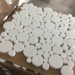 Hy lạp thassos bằng đá cẩm thạch trắng bong bóng tròn gạch <span class=keywords><strong>mosaic</strong></span> penny tròn khảm - Product Image 4