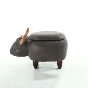 New Design Modern Bull <strong>Animal</strong> <strong>Footstool</strong> Children's Furniture with Storage Ottoman Stool Shoes Changing Wood Legs Cute for Kids - Product Image 5