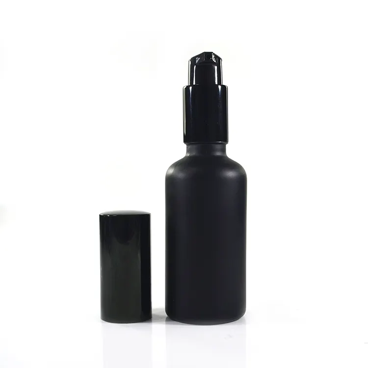 5ml 10ml 15ml 20ml 30ml 50ml 100ml matte black bottiglia di vetro con il trattamento pompa lozione per gli oli essenziali aromaterapia