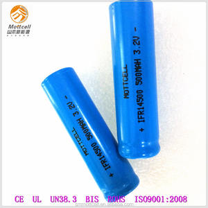 كبار صناعة lifepo4 ليثيوم أيون قابلة 14500 500 مللي أمبير <span class=keywords><strong>3.2</strong></span> فولت ضوء الشمسية/rc اللعب - Product Image 1