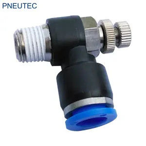 JSC/NSE8-02 O. d8mm Berlapis Nikel Pria Benang Tembaga dan Kuningan Fitting Pneumatic Part Throttle Valve untuk Pipa Joint