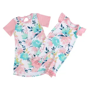 wholesales kids girls baby clothing floral print summer clothes big sister little sister matching clothing