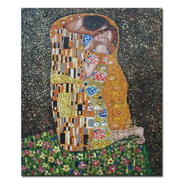 World Famous Master Gustav Klimt kiss oil paintings for Home decoration