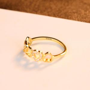Czcity Diamanten Ring Goud Luxe Gold Plating Hart Ontwerp 925 Zilveren Sterling Ringen Fijne Sieraden Hart Band Ringen - Product Image 6