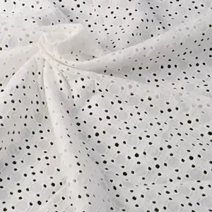 Heavy Vintage Eyelet 100% Cotton Lace Fabric Wholesale By The Yard - White