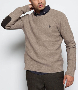 80% Lambswool/20% Nylon Intarsia Elbow <strong>Crew</strong> <strong>Neck</strong> Wool <strong>Men's</strong> Knitted <strong>Sweater</strong> - Product Image 6