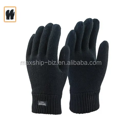 Mens 3m Black Thinsulate Thermal Lined acrylic knit Winter glove