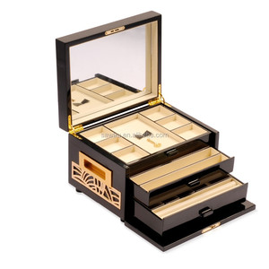 Joyería de lujo de almacenamiento de embalaje caja de madera de pino para <span class=keywords><strong>el</strong></span> anillo y collar - Product Image 4