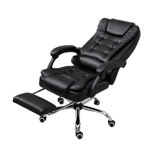 Chaise de bureau ergonomique en cuir PU, chaise de direction avec accoudoirs rembourrés rabattables, hauteur réglable, dossier haut, chaise de patron - Product Image 2