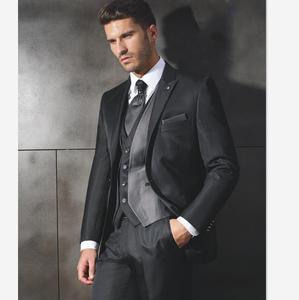 <span class=keywords><strong>Costume</strong></span> <span class=keywords><strong>homme</strong></span> 3 pièces, style 2025, smoking noir, revers en pointe, trois poches, coupe ajustée, WF021 - Product Image 1