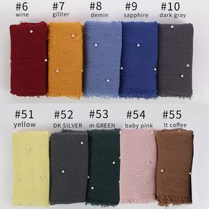 Khăn Trùm Đầu Hồi Giáo Viscose Bông Nhăn Phổ Biến Với Ngọc Trai Thời Trang Phụ Nữ Nếp Nhăn Khăn Choàng Đầu - Product Image 4