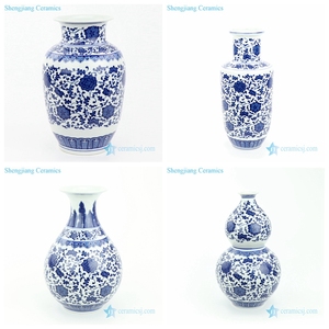 RYUJ27-30 Vaso in <span class=keywords><strong>Ceramica</strong></span> <span class=keywords><strong>Blu</strong></span> con Motivi Floreali Intrecciati di Jingdezhen a Prezzo Conveniente - Product Image 2