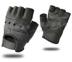 Gants de musculation en cuir véritable noir - Product Image 1