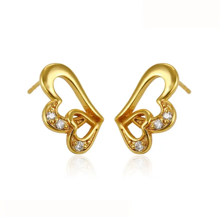 27270 new design jewelry 22k gold heart earrings design for girls