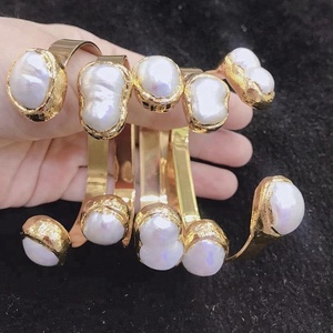 LS-J263 Ngọc Trai Bangle Trong Vàng Màu Thời Trang Handmade Bangle Cuff Thiết Kế Mới Nhất