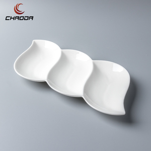 Assiettes en céramique plates de forme de <span class=keywords><strong>pois</strong></span> à trois compartiments de 10 à 14 pouces, vaisselle en porcelaine en gros, plats de service pour restaurant - Product Image 3