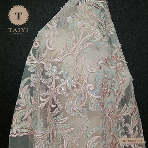 2021 più nuovo stile couture francese del merletto in rilievo del merletto del tessuto misto di colore del ricamo - Product Image 2