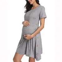 Amazon Hot Koop Europese Casual Moederschap Kleding Jurken Gown Zomer Kantoor Dames Zwangere Vrouwen Jurk Kleding Dragen