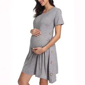 robe vente de maternité formelle Suppliers-Amazon Offre Spéciale européenne casual vêtements de maternité robes robe d'été dames de bureau femmes enceintes robe vêtements