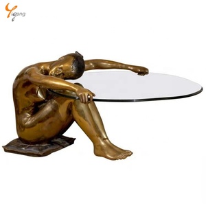 거실 매력적인 금속 조각 발레 댄서 브론즈 여성 조각 커피 테이블 - Product Image 3
