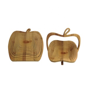 Panier <span class=keywords><strong>à</strong></span> <span class=keywords><strong>fruits</strong></span> en bambou pliable en forme de pomme - Product Image 3