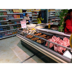 <span class=keywords><strong>Professionale</strong></span> Plug-in del servizio di carne commerciale congelatori per la vendita CE aria di raffreddamento del prezzo di visualizzazione per il supermercato produrre refrigeratore - Product Image 1