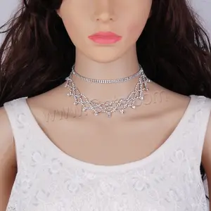 platinum color plated fashion rhinestone choker necklace ladies 2017