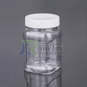 500 Gam 1000 Gam Vuông Dưới Nhựa Thực Phẩm Bột Nhựa Chai Container Với Nắp Trắng Chai PET