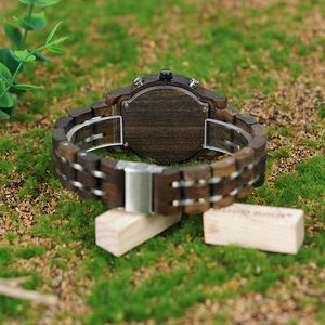 Dringend Quick shipping Luxus Vintage Time Holzuhr Miyato Quartz Black Armbanduhr - Product Image 4